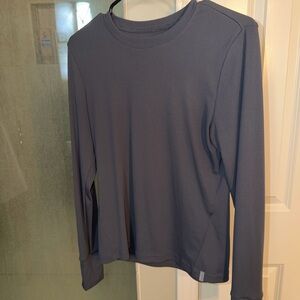 Landau Women's Long Sleeve Ribbed Underscrub - Dark Gray